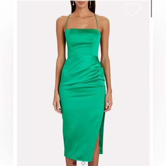 Manning Cartell Miami Heat Slip Dress Size‎ 6 Green Satin Tie Back Date Night - Picture 1 of 15